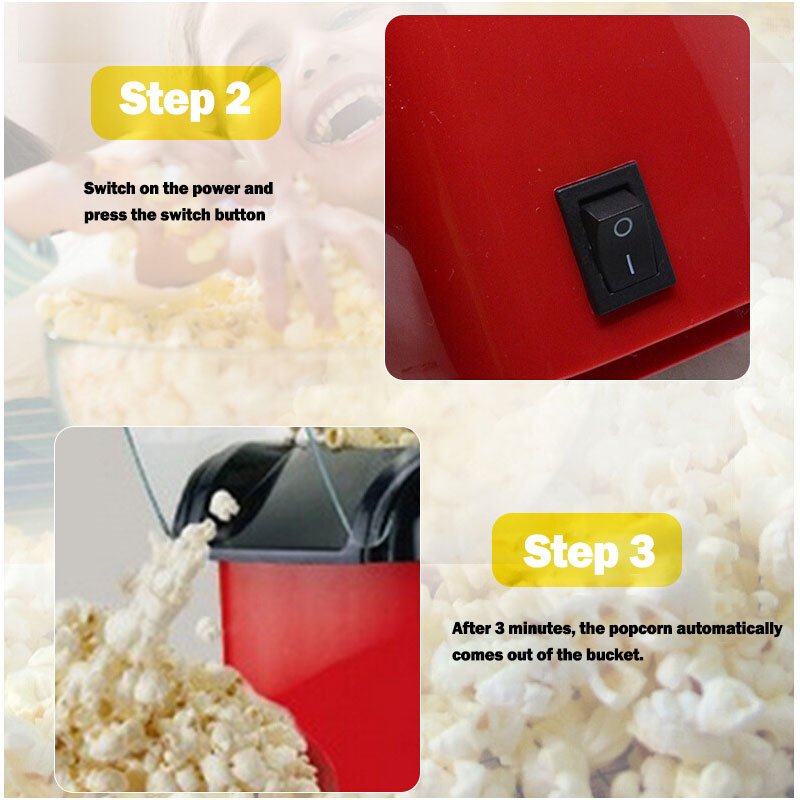 Electric Hot Air Popcorn Maker – Fast, Oil-Free & Easy to Use