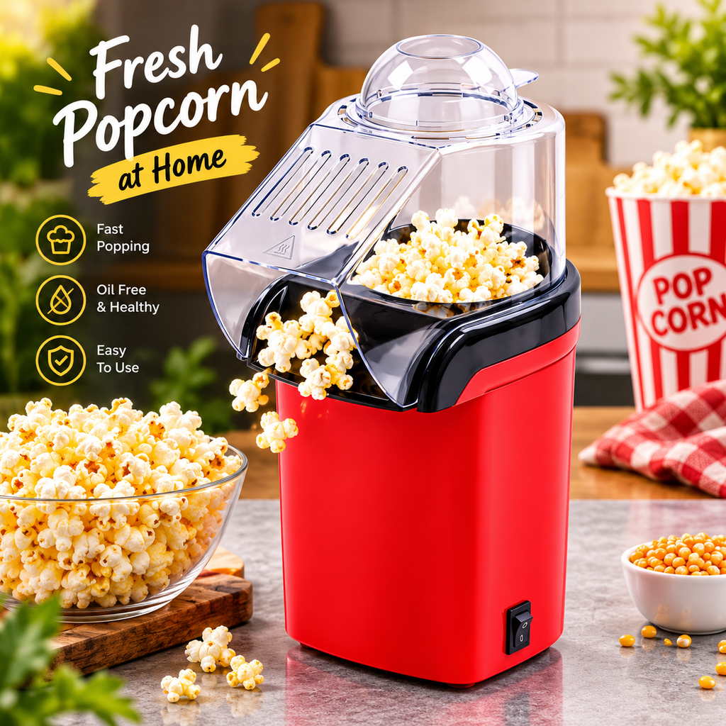 Electric Hot Air Popcorn Maker – Fast, Oil-Free & Easy to Use