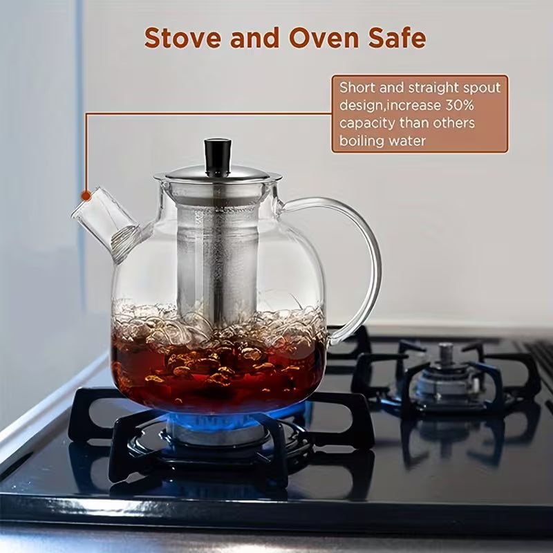 Premium Glass Teapot with Removable Stainless Steel Infuser – Stovetop Safe