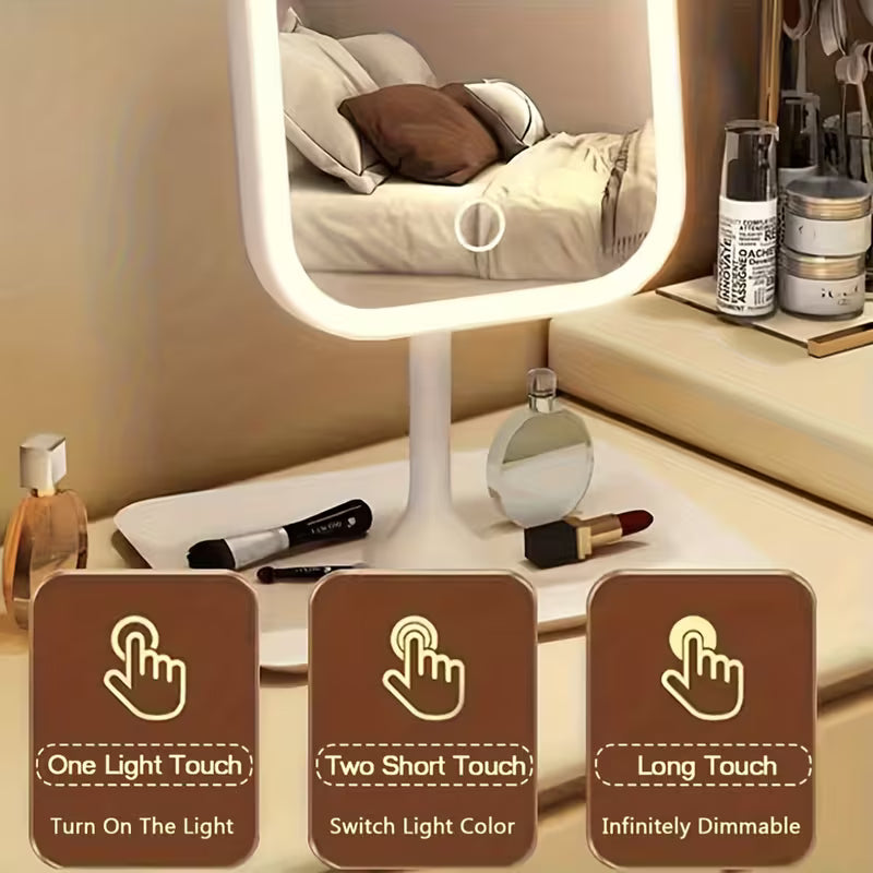LED Makeup Mirror – Portable Folding Vanity Mirror with 3 Light Modes & Touch Dimming (Copy)