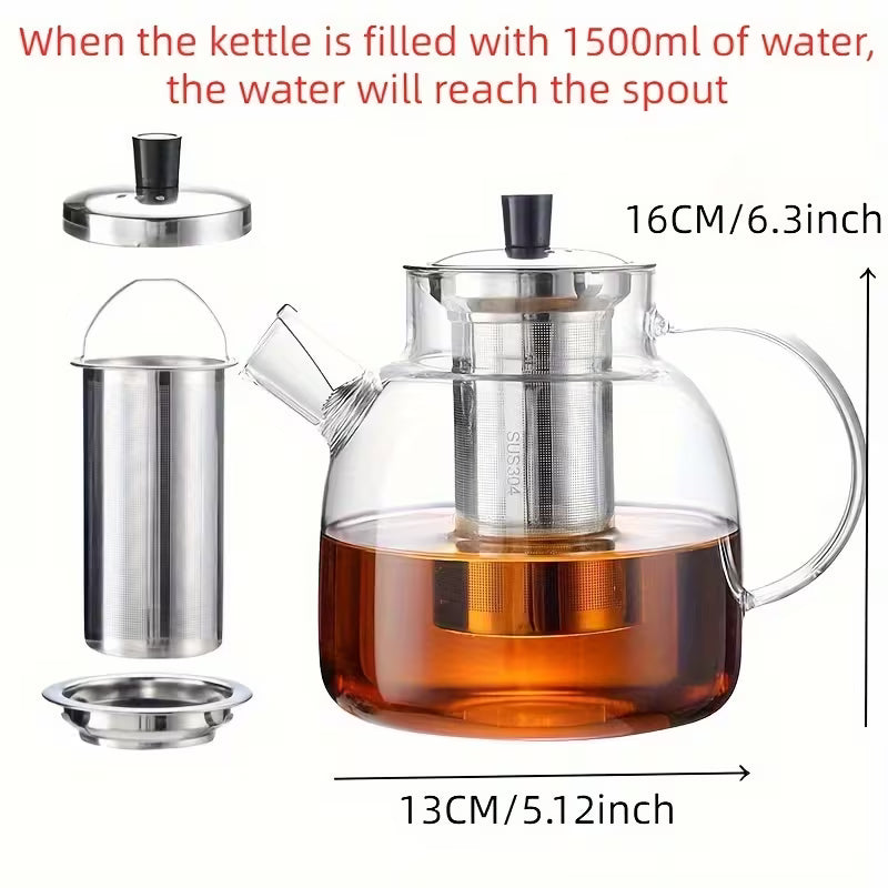 Premium Glass Teapot with Removable Stainless Steel Infuser – Stovetop Safe