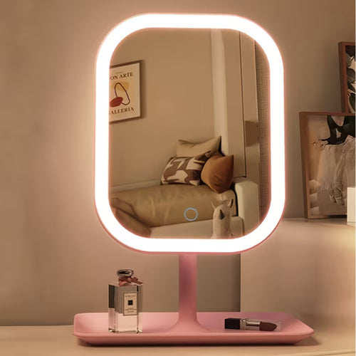 LED Makeup Mirror – Portable Folding Vanity Mirror with 3 Light Modes & Touch Dimming