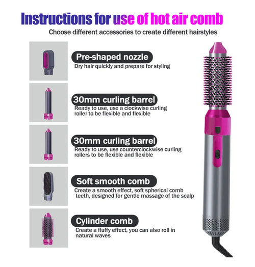 5-in-1 Hot Air Brush – Multi-Functional Hair Styler, Dryer & Volumizer