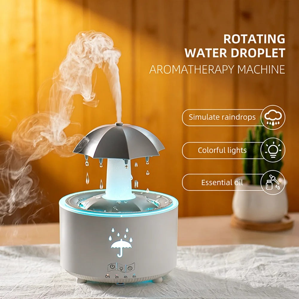 RainDrop Mini Humidifier – Ultra-Quiet 7-Color LED Aroma Diffuser