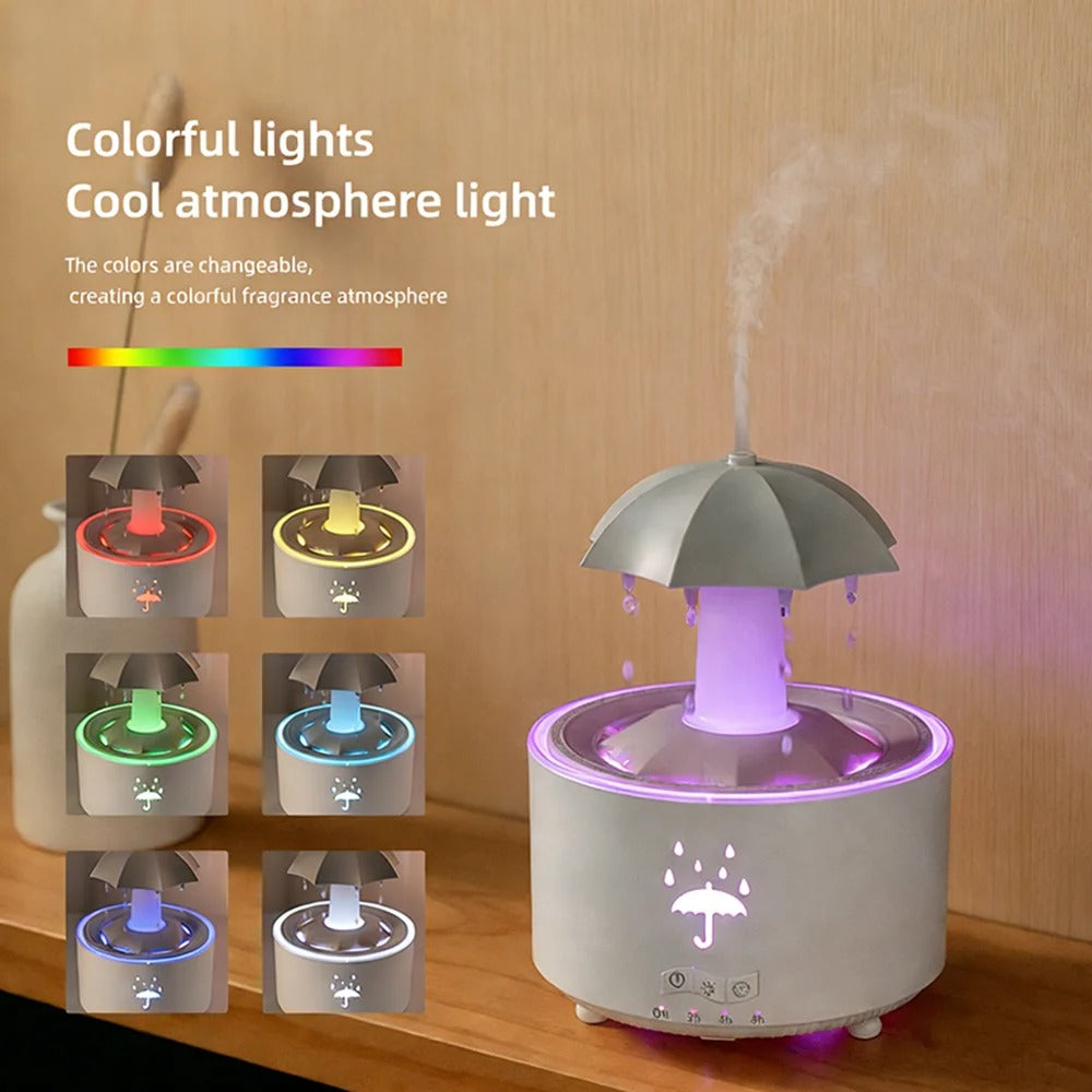 RainDrop Mini Humidifier – Ultra-Quiet 7-Color LED Aroma Diffuser
